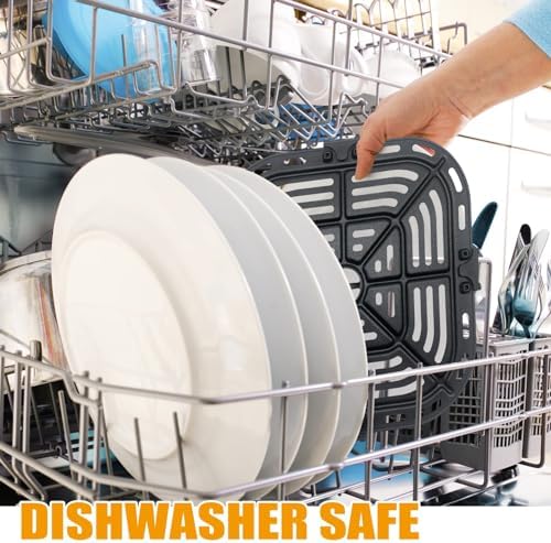 Air Fryer Grill Pan for COSORI Square Air Fryer Pro LE 5 Qt, Non-Stick 8.23’’*8.23’’ Air Fryer Rack Replacement Parts Accessories Grill Plate Crisper Plate Tray with Rubber Bumpers, Dishwasher Safe - Image 6