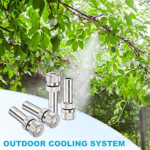 M METERXITY 20-Pack Brass Misting Nozzles, 0.012"/0.3mm Orifice Mister Replacement Heads for Outdoor Cooling System/Landscaping/Humidification/Greenhouse, 6mm Low-Pressure Fog Sprayer Nozzle - Image 6