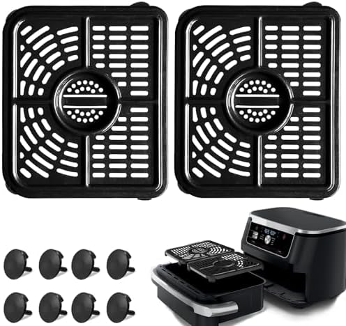 GWY Air Fryer Tray for Ninja Foodi 11 Quart 7-in-1 MegaZone XL FlexBasket Air Fryer, 2 Packs Replacement Air Fryer Crisper Plate Grill Pan Grill Plate Accessories with Rubber Bumpers, Dishwasher Safe by GWY