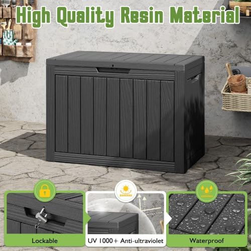 Outdoor Storage Waterproof Deck Box for Patio (52 Gallon, Black) - Image 3