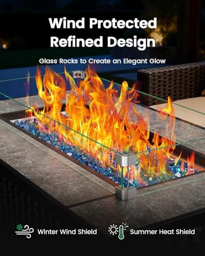 Ciays 43″ Fire Pit Table, with Ceramic Tabletop for Outside Patio & Party - Image 5