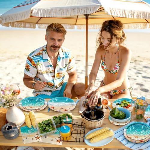 180Pcs Beach Ocean Party Plates and Napkins Set,Serves 60 - Image 3