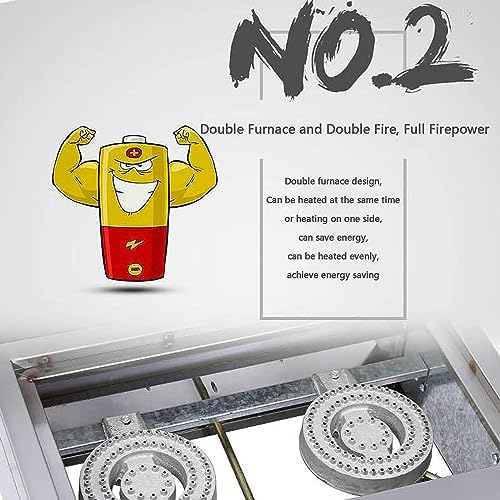 Double Gas Griddle Grill Smooth LPG Commercial Stainless Steel Heavy Duty Restaurant Outdoor Griddle Gas Baking Plate Burger Grill Large Non-Stick Burners Flat Hot Plate for Home and Commercial - Image 4