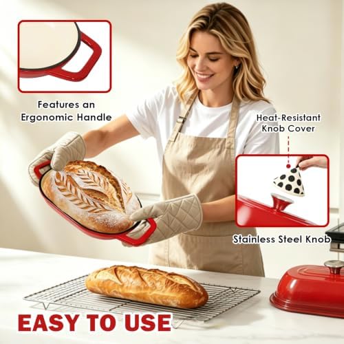 Wdmiya Dutch Oven for Sourdough Bread Baking, Shallow Base & Dome Lid 5 QT - Image 3