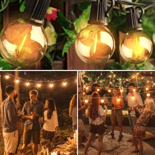 OHLUX Outdoor String Lights, 55FT Shatterproof LED Patio Lights with 26 Dimmable Plastic G40 Bulbs, 2200K Waterproof Connectable Hanging String for Backyard Cafe Porch Deck E12 Base - Image 6