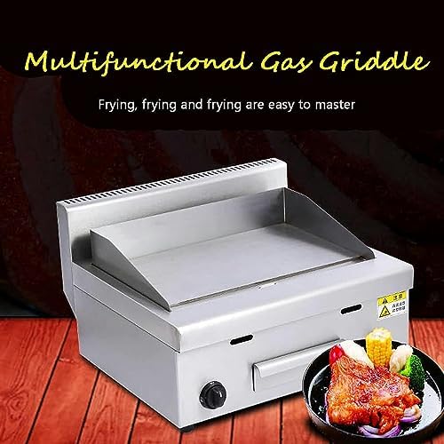 Double Gas Griddle Grill Smooth LPG Commercial Stainless Steel Heavy Duty Restaurant Outdoor Griddle Gas Baking Plate Burger Grill Large Non-Stick Burners Flat Hot Plate for Home and Commercial - Image 2