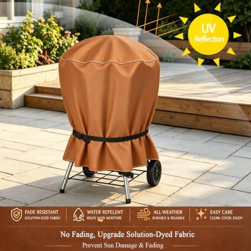 NettyPro Charcoal Kettle Grill Cover 18 inch Outdoor Round Smoker Cover - Image 5