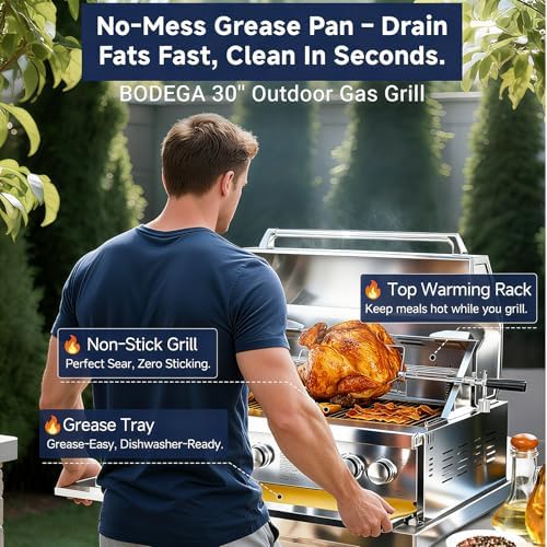 BODEGA Stainless Steel Outdoor Drawer Cabinets for 30 Inch Outdoor Kitchen Propane Gas Grill with 2 Drawers and Propane Tank Storage, Rotisserie Chicken Fork Kit, Use for Backyard BBQ, Camping, RV. - Image 4