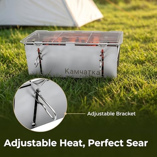13 x 7 Inches Small Portable Charcoal BBQ Grill with 15 Metal Skewers - Image 5