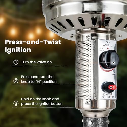 Tangkula 50,000 BTU Propane Patio Heater with Easy Ignition, Gray - Image 7