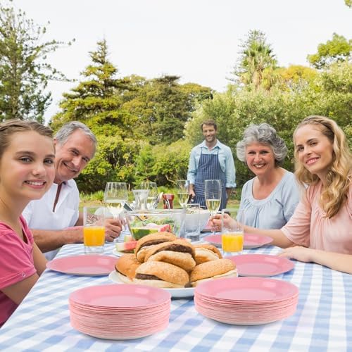 Breroa 72 Pcs Pink Paper Plates 7 Inch Bulk Pink Plates Disposable - Image 5