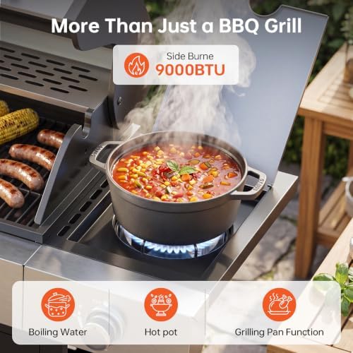 LazySunsets 4-Burner Propane Grill 49,000 BTU Stainless Steel，Black - Image 4