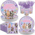 168 Pcs Purple Cat Birthday Party Decorations,Serves 24 by Greencian