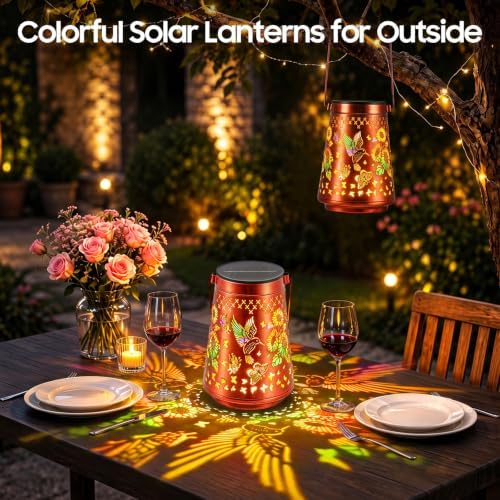 2 Pack Solar Lanterns Outdoor Waterproof Birthday Gifts for Women Mom - Image 2