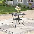 Outdoor Dining Table with Storage Shelf, 27.5" All-Weather Square Patio Dining Table for 2, Metal Patio Table for Garden Lawn Porch Deck Yard, Dark Grey by ProvideOutdoorSolutions
