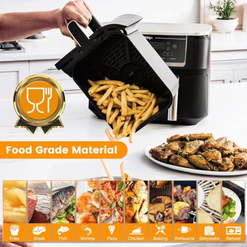 Air Fryer Grill Pan for Ninja Foodi DZ401 DZ550 DZ302 10 QT DualZone Air Fryers, Air Fryer Replacement Parts Rack Crisper Plate Grill Plate Tray Accessories with Rubber Bumpers, Dishwasher Safe - Image 5