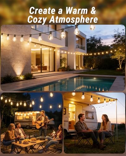 Tenmiro 200FT LED Outdoor String Lights with Remote, 72+2 Shatterproof Bulbs Dimmable Timing 3 Light Modes Outside Patio Lights for Backyard Porch Deck Garden Balcony Pool party Hanging Lighting Decor - Image 7