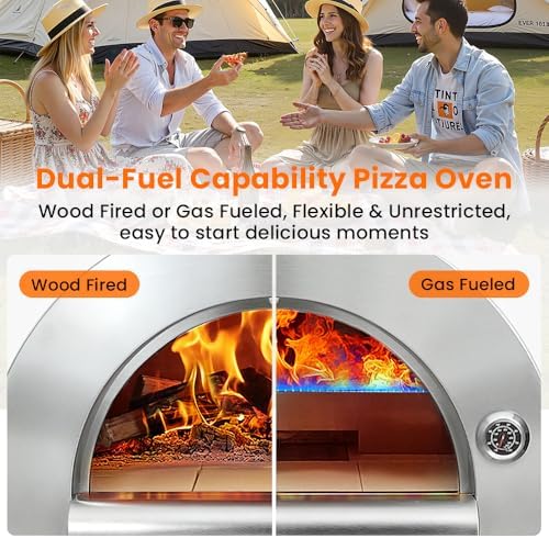 32.5" Dual Fuel Pizza Oven - Wood Fired or Propane Gas Fueled Outdoor Oven - Image 2
