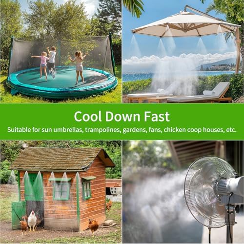 Misters for Outside Patio, 65FT (20M) Misting Line + 18 Adjustable 360° Nozzles + 3/4” Threaded Adapter, Misting Cooling System for Patio, Garden, Greenhouse, and Trampoline - Image 5
