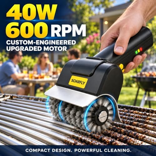 Electric Grill Brush for Outdoor, 40W Upgraded Motor Cordless BBQ Cleaner - Image 2