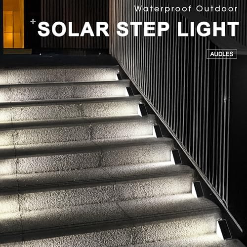 AUDLES LED Solar Step Lights Waterproof Outdoor Stair Lights, Solar Deck Lights Outdoor Decor IP67 Solar Decoration Lights for Yard (Cool White, 12 Pack) - Image 6