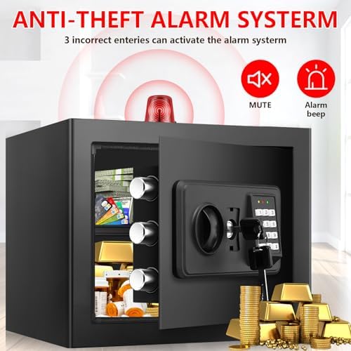 1.3 Cuft Small Fire Safe for Home Use, Anti-theft Fire Proof Safe Box with Digital Keypad, Spare Keys and Removable Shelf, Security Safes Fireproof Waterproof for Document Money Valuables - Image 7