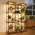 Bamworld Plant Stand with Grow Light Plant Shelf for Mutiple Pots Large Plant Holder for Living Room Patio Boho Home Decor for Gardening Warm Light by Bamworld