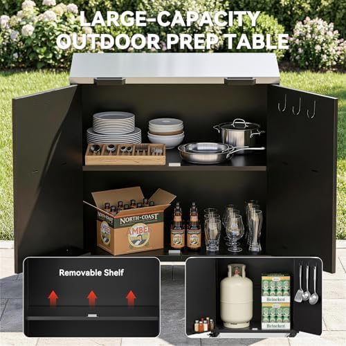 Outdoor Grill Cart with Storage & Stainless Steel Top for Outdoor - Image 4