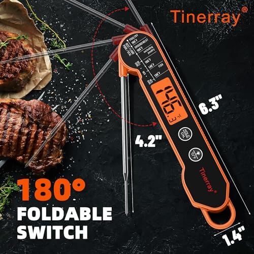 Professional Digital Meat Thermometer Instant Read Waterproof – Folding Probe Food Thermometer with Backlight & Calibration, Fast Read for BBQ, Grill, Deep Fry, Liquids, Gift for Chef (Orange) - Image 7