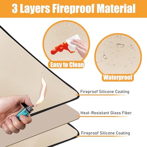 TOHONFOO Heat Resistant Mats for Countertop & Air Fryer, 20x16 in, Khaki - Image 2