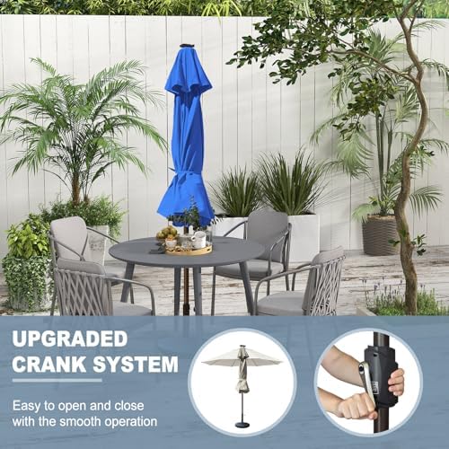 EliteShade USA 10-Year-Non-Fading 10ft Market Patio Umbrella, Commercial Grade Table Sun Umbrella with 80 Solar LED Lights, Crank Open, Windproof & UPF 50+ UV Protection for Garden, Deck, Pool, Backyard, Royal Blue - Image 5