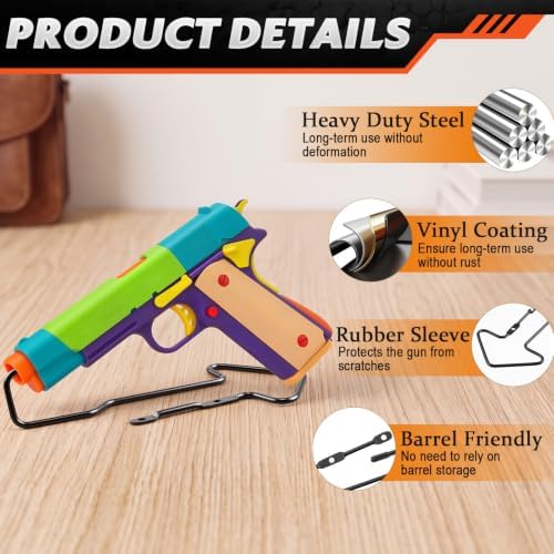 Yaocom 10 Pcs Pistol Display Stand Gun for Pistols Indoor Secure Pistol Holder and Gun Display Organizer for Safes or Auction Veterans Cabinets Gifts for Man - Image 3