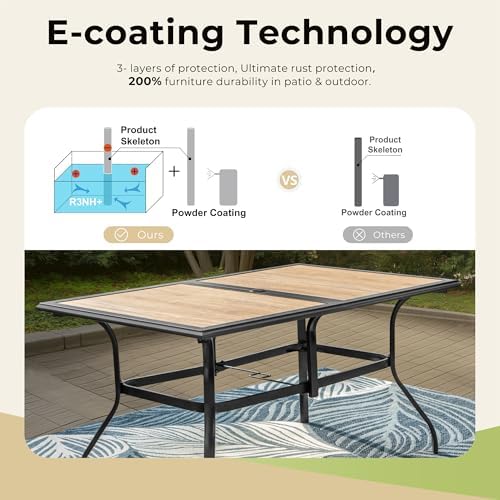 MIXPATIO Outdoor Dining Table for 6, Metal Table w/Umbrella Hole - Image 5