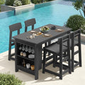 SERWALL 5-Piece Outdoor HDPE Counter-Height Bar Set with 4 Stools, Gray by SERWALL