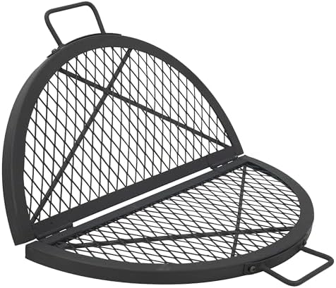 Sunnydaze Round Folding Camping Grill Grate for Fire Pit, Steel, 22" Dia by SunnydazeDecor