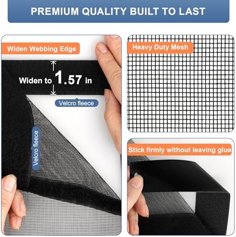METAONLY Fiberglass Magnetic Screen Door Mesh, Works for Patio, Sliding Door, Keeps Bug Mosquito Out, Fresh Air Flow, Fits 36" x 82" Door - Curtain Size 38" x 83", Black - Image 6