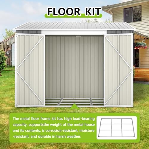 Thanaddo 6x8FT Lean to Shed Metal Outdoor Storage Sheds with Floor Frame,Large Tool&Lawn Mower Shed with Two Lockable Doors for Garden Backyard Patio Storage,Outside Waterproof Storage Shed - Image 3