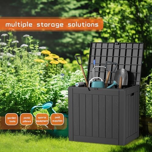 DRATO 35 Gallon Outdoor Storage Box Waterproof, Lockable Resin Deck Box for Patio Furniture, Pool Supplies & Garden Tools, Weatherproof Outside Storage Bin for Backyard Porch (Black, 35 Gallon) - Image 7