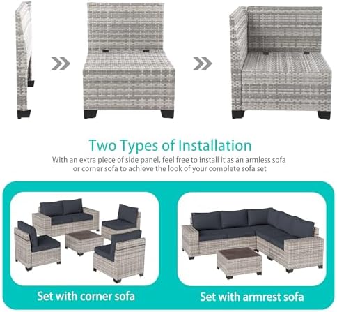 Outdoor Patio Furniture Set PE Wicker Rattan Outdoor Sectional Sofa - Image 3