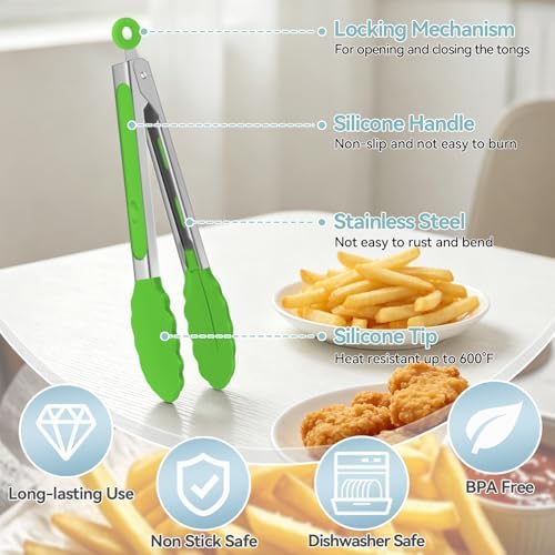 Small Cooking Tongs 7 inch Mini Serving Tongs with Silicone Tips - Image 4