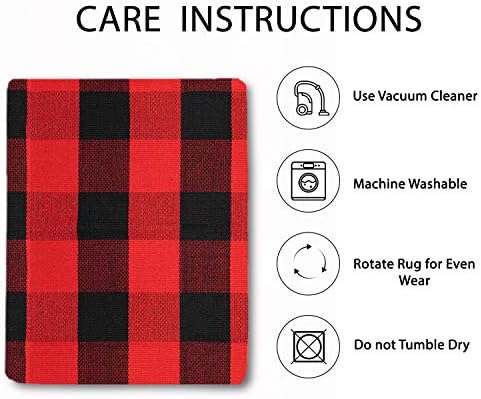 IOHOUZE Christmas Buffalo Plaid Outdoor Rug 4x6, Washable, Red Black - Image 5