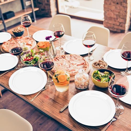 50 Pack White Plates 9 Inches Round Heavy-duty Paper White Dinner Plates - Image 4