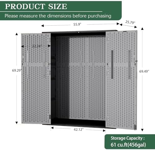 Outdoor Storage Shed Resin Waterproof Storage Cabinet for Patio Garden - Image 2