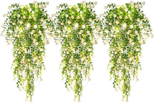 RECUTMS Hanging Fake Plants Fake Vines Artificial Plant Large White Flowers by RECUTMS