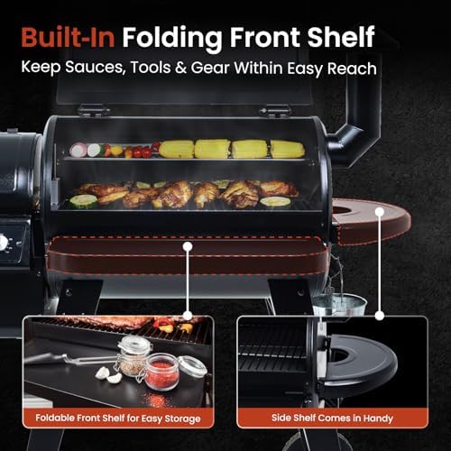 Z GRILLS ZPG-450A Wood Pellet Grill & Smoker with PID V3.0 Controller, 459 Sq in Cook Area, Meat Probe, Foldable Shelf&Side Shelf, 8 in 1 BBQ Grill Outdoor Auto Temperature Control, Black - Image 4