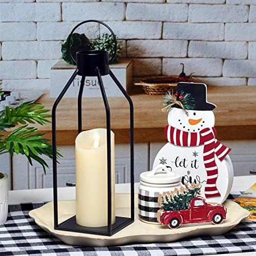 HPC Decor Modern Farmhouse Lanterrn Decor- Black Metal Candle for Summer Night- Lanterns w/Timer Flickering Candles for Living Room,Home,Indoor, Outdoor,Table,Fireplace Mantle Décor - Image 3