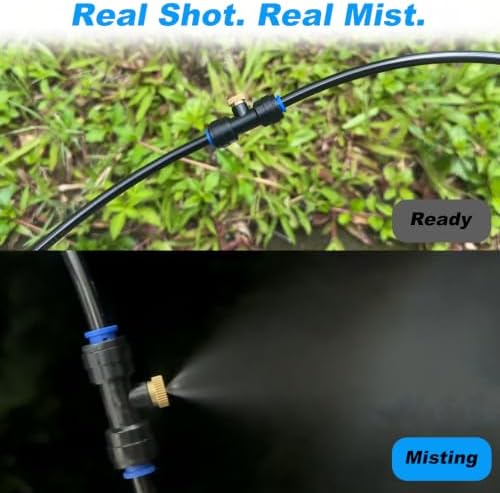 Misting Cooling System, 62FT (19M) Misting Line + 21 Brass Mist Nozzles + Water Filter + Brass Adapter(3/4") Outdoor Mister for Patio Garden Greenhouse Trampoline Coop (Blue) - Image 5
