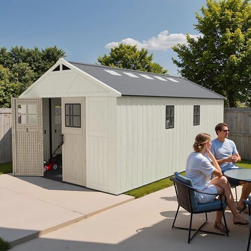 Patiowell 10x16 FT Resin Outdoor Storage Shed with Floor and Skylight - Image 2