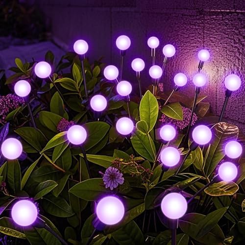 NBQQ Solar Lights Outdoor 4 Pack of 24 LEDs Swaying Firefly Garden Decor by NBQQ