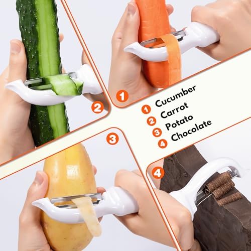 Rainspire Vegetable Peeler Potato Peelers for Kitchen, Sharp Stainless Steel Blades Veggie, Comfortable Handle Fruit Peeler, Carrot Peeler Apple Peeler Dishwasher Safe, White, 1-Pack - Image 7